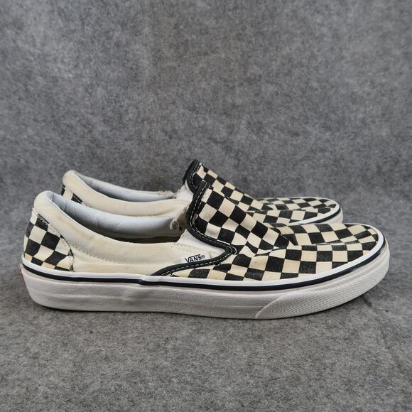 Vans Shoes Mens 9.5 Sneakers Classic Slip On Checkered Black White Casual Canvas - Picture 1 of 12